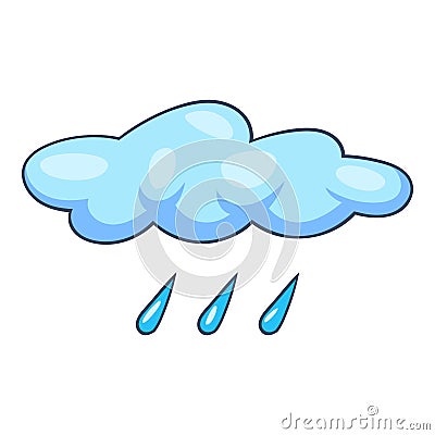Blue cloud rain icon, cartoon style Vector Illustration