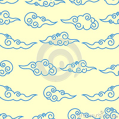 Clouds Seamless Pattern East Asian traditional Vector Illustration