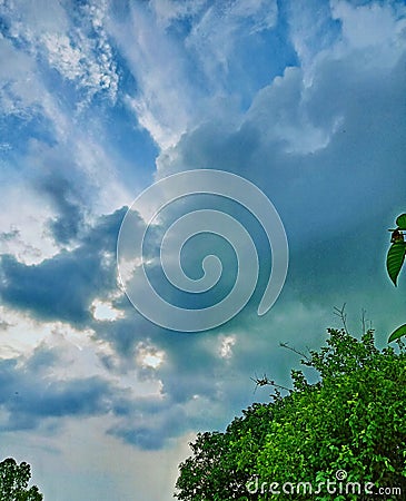 Blue and cloudy sky in india Stock Photo