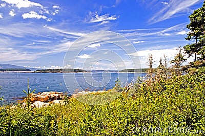 Blue coastline of Maine Stock Photo