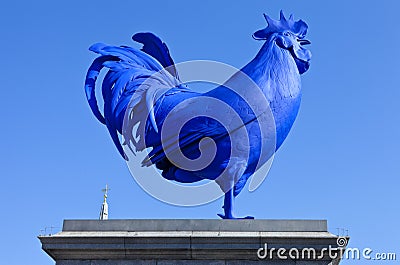 The Blue Cockerel in Trafalgar Square Editorial Stock Photo