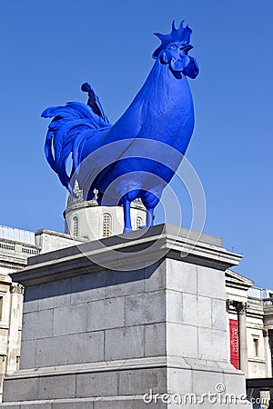 The Blue Cockerel in Trafalgar Square Editorial Stock Photo