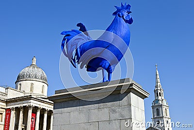 The Blue Cockerel in Trafalgar Square Editorial Stock Photo