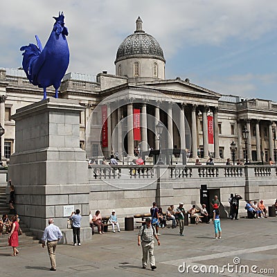 Blue cockerel Trafalgar Square London Editorial Stock Photo