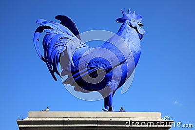 Blue Cockerel, Trafalgar Square Editorial Stock Photo