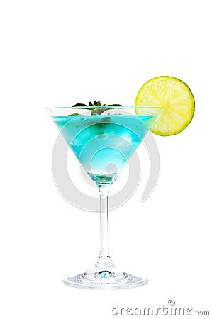 Blue cocktails decorated with lemon Stock Photo