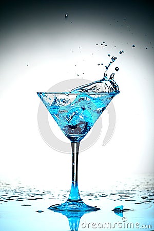 Blue coctail splash Stock Photo