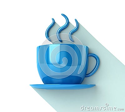 Blue coffee cup concept icon 3d illustration Cartoon Illustration