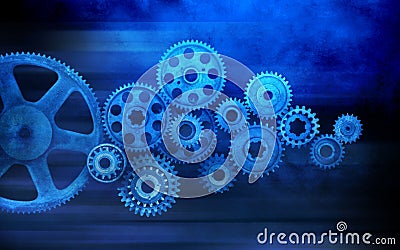 Blue Cogs Gears Business Background Stock Photo