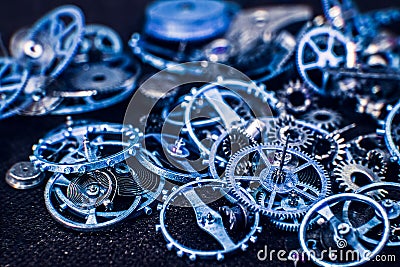 Blue cogs gears wheels collection set Stock Photo