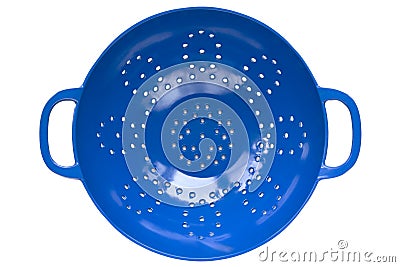 Blue Colander Stock Photo