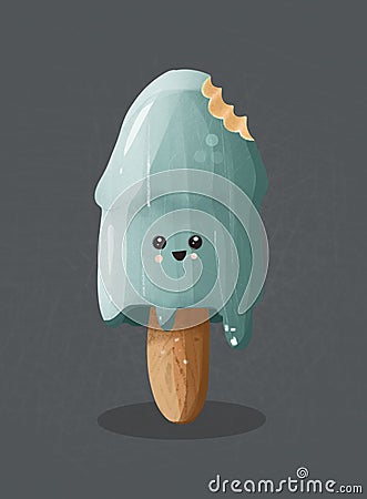 Blue cold ice cream maker, looks at you and smiles. For design and cards Stock Photo