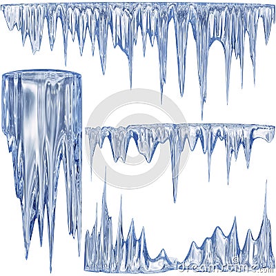 Blue cold icicles Stock Photo