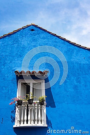 Blue Colonial Architecture Stock Photo