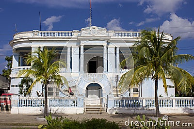 Blue Colonial Villa Editorial Stock Photo