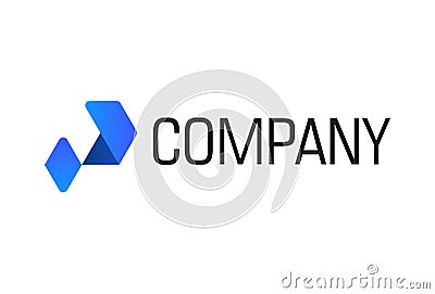 Blue Color Abstract Triangle Square Hexagonal Simple Shape Logo Design Vector Illustration