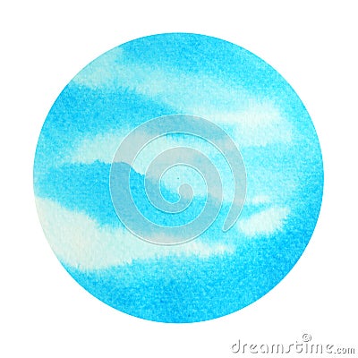 Blue color of chakra symbol throat concept, watercolor painting Cartoon Illustration