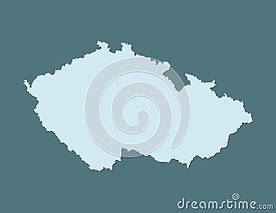 Blue color Czech Republic map vector with single border on dark background Vector Illustration