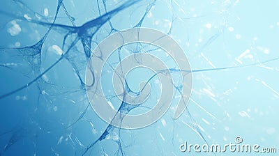 Blue color displays cell structure and brain patterns. Some neurons glow in soft light blue in a highly detailed textured display Stock Photo