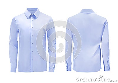 Blue color formal shirt with button down collar isolated on whit Stock Photo