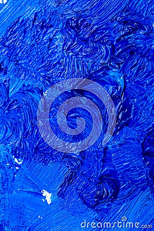 Blue color 2020. Oil paint strokes. Art background. Abstraction. Vertical photo. Classic blue Stock Photo