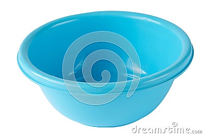 Blue color Plastic bowl isolated Stock Photo