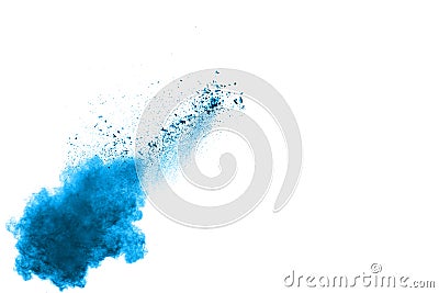 Blue color powder explosion Stock Photo