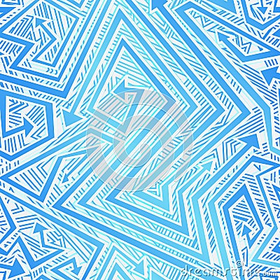 Blue color tribal arrow seamless texture Vector Illustration