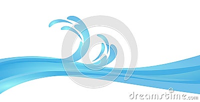 Tsunami Illustration. Blue Water Wave Splash Vector Vector Illustration