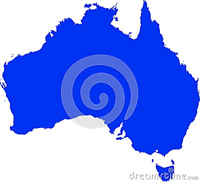 Blue colored Australia outline map. Political australian map. Vector illustration Vector Illustration