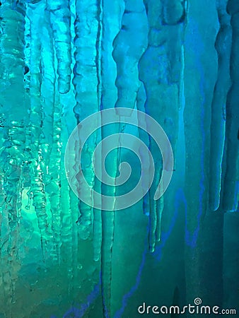 Blue colored lighted icicles Stock Photo