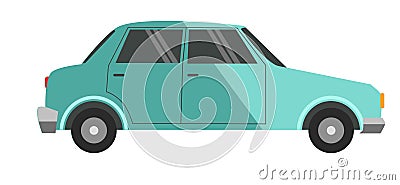 Blue colored small car Vector Illustration