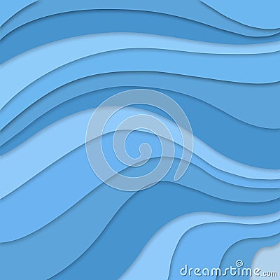 Blue colors in layered flowing waves concept in abstract striped pattern, blue background material design Stock Photo