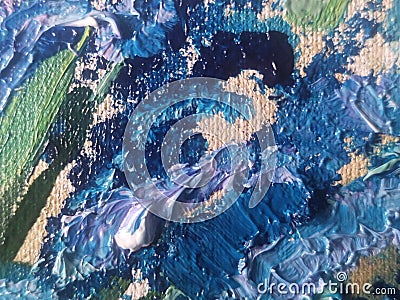 blue colour flowers texture abstract painting Stock Photo