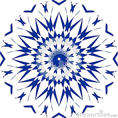 blue colour mandala in 3d and ashoka chakra paattern Vector Illustration