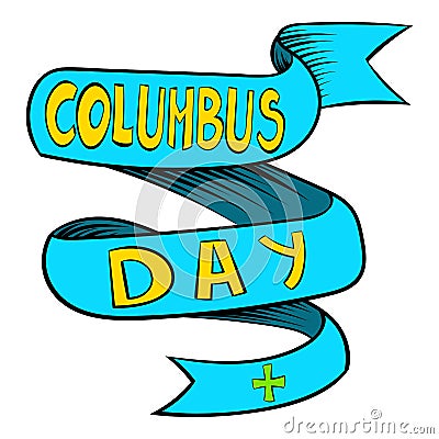 Blue Columbus Day ribbon icon, icon cartoon Vector Illustration