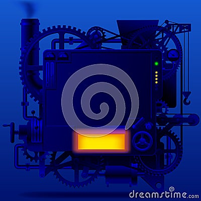 Blue complex fantastic machine Vector Illustration