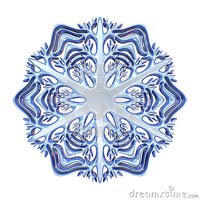 Blue complex snowflake 3D Cartoon Illustration