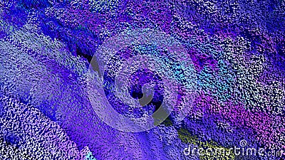 Blue composition cubic pixels technique, abstract waves of blocks and squares. 3D render Stock Photo