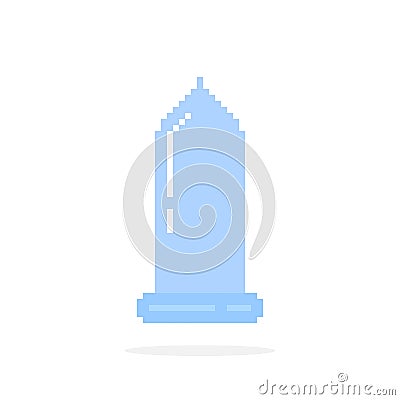 Blue condom icon in pixel art style Vector Illustration