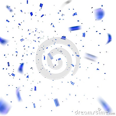 Blue confetti explosion celebration isolated on white background. Falling confetti. Abstract decoration party, birthday Vector Illustration