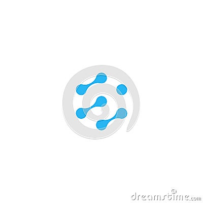 Blue connection dots, abstract vector logo template. Nno technology system icon. Science innovate graphic symbol Vector Illustration