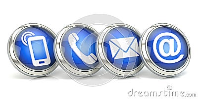 Blue contact icons, 3D illustration Cartoon Illustration