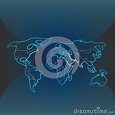 Blue contour world map Vector Illustration