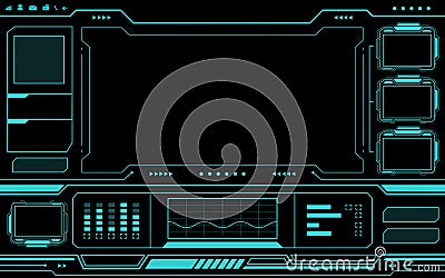 Blue control panel abstract Technology Interface hud on black background Vector Illustration