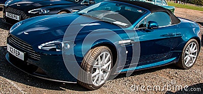 A blue convertible Aston Martin V8 Vantage Editorial Stock Photo