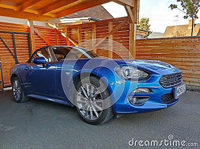 Blue convertible car Fiat 124 Spider Editorial Stock Photo