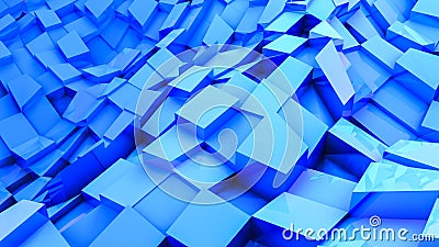 Blue convex cubes three-dimensional. abstract illustration. 3d RENDERING Cartoon Illustration