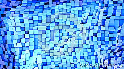 Blue convex cubes three-dimensional. abstract illustration. 3d RENDERING Cartoon Illustration