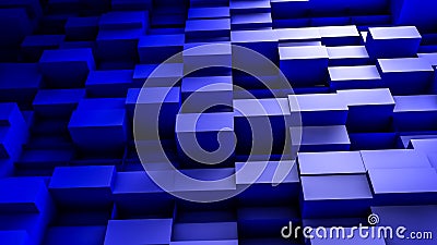 Blue convex cubes three-dimensional background. abstract illustration. 3d RENDERING Cartoon Illustration